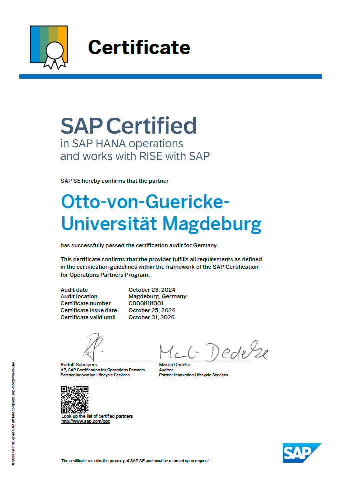 SAP Certified in SAP HANA solutions operations and works with RISE with SAP